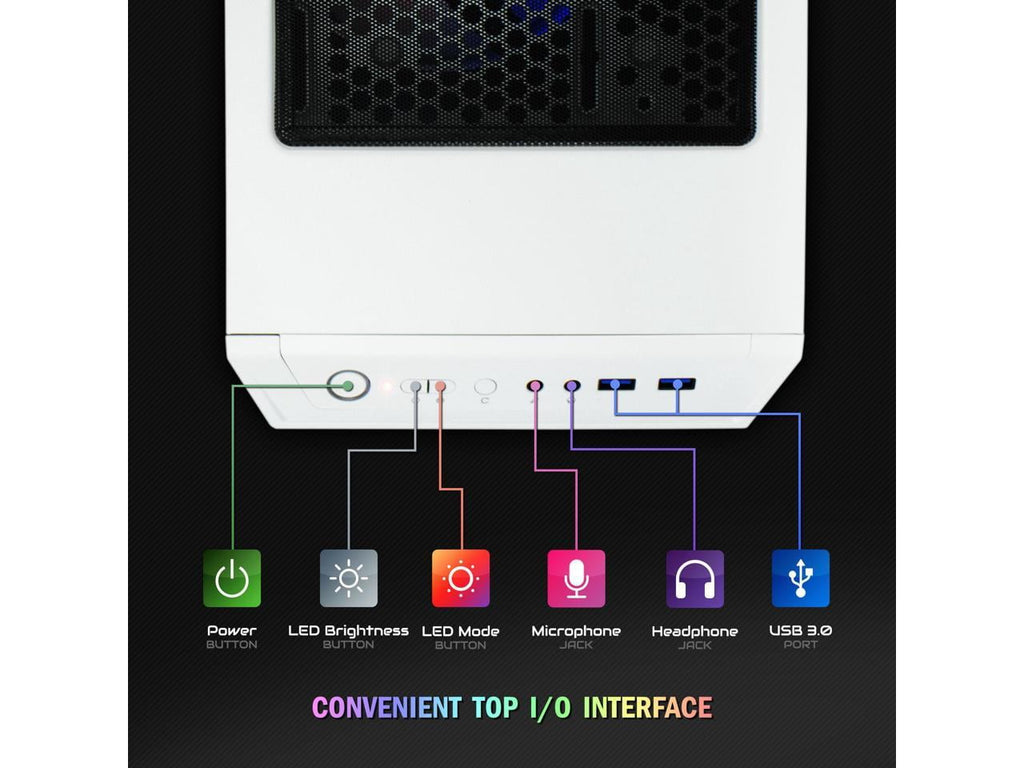 Periphio Castle Gaming Desktops, AMD Ryzen 5 5600G, 16GB, 1TB SSD, Whi