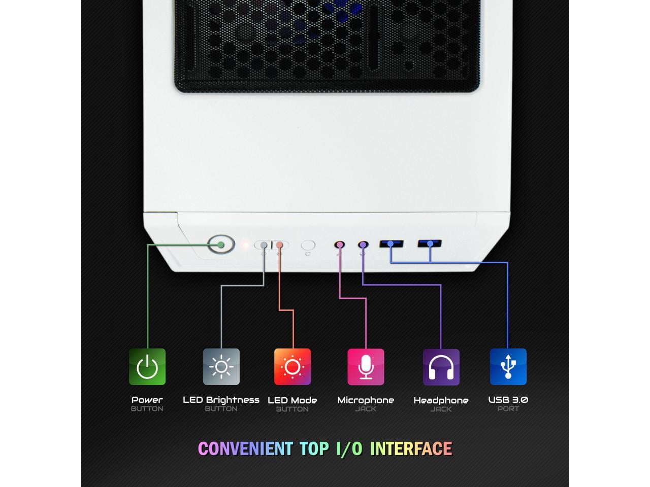 Periphio Castle Gaming Desktops, AMD Ryzen 5 5600G, 16GB, 1TB SSD, Whi
