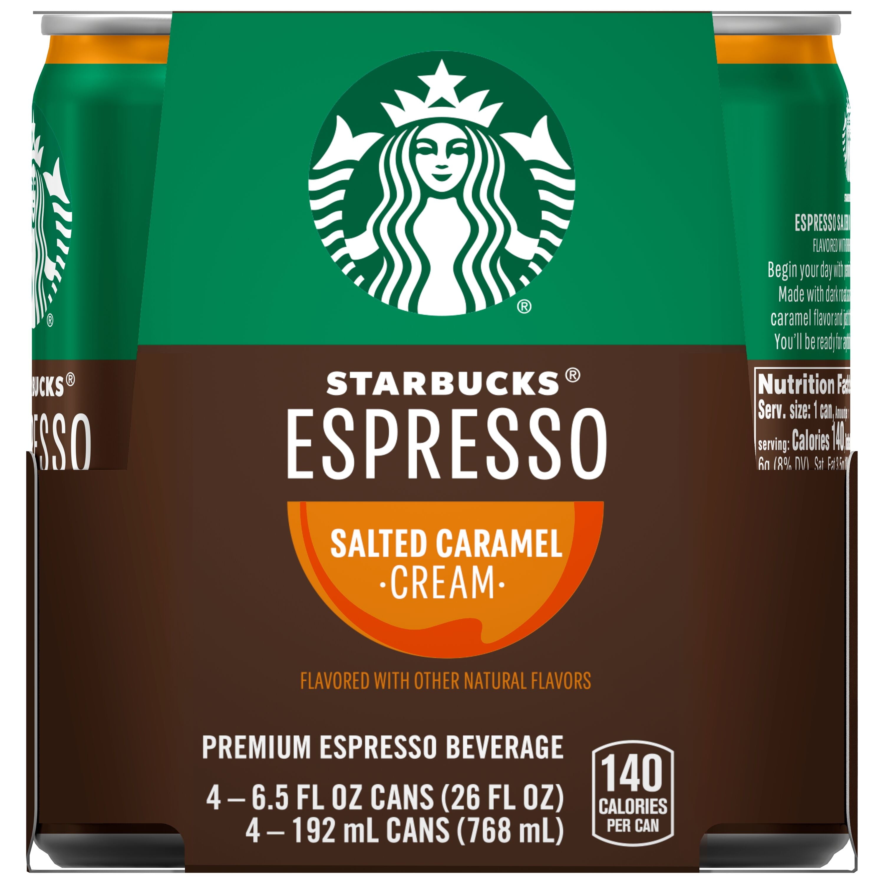 Starbucks Espresso Salted Caramel Cream 6.5 Fl Oz, 4 Count