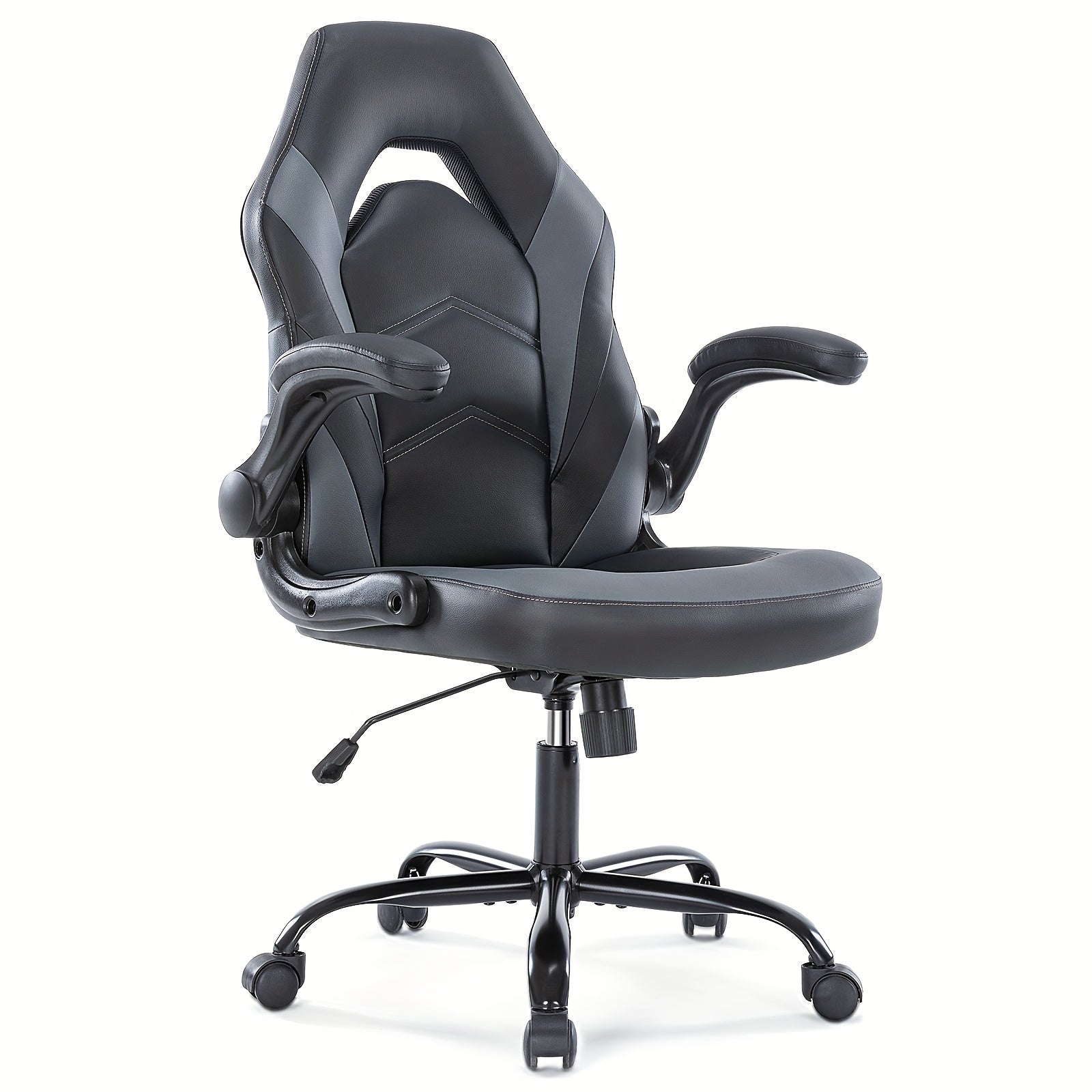 Office Desk Leather Gaming Computer Chair with Adjustable Swivel Task and Flip-up Arms for Adults