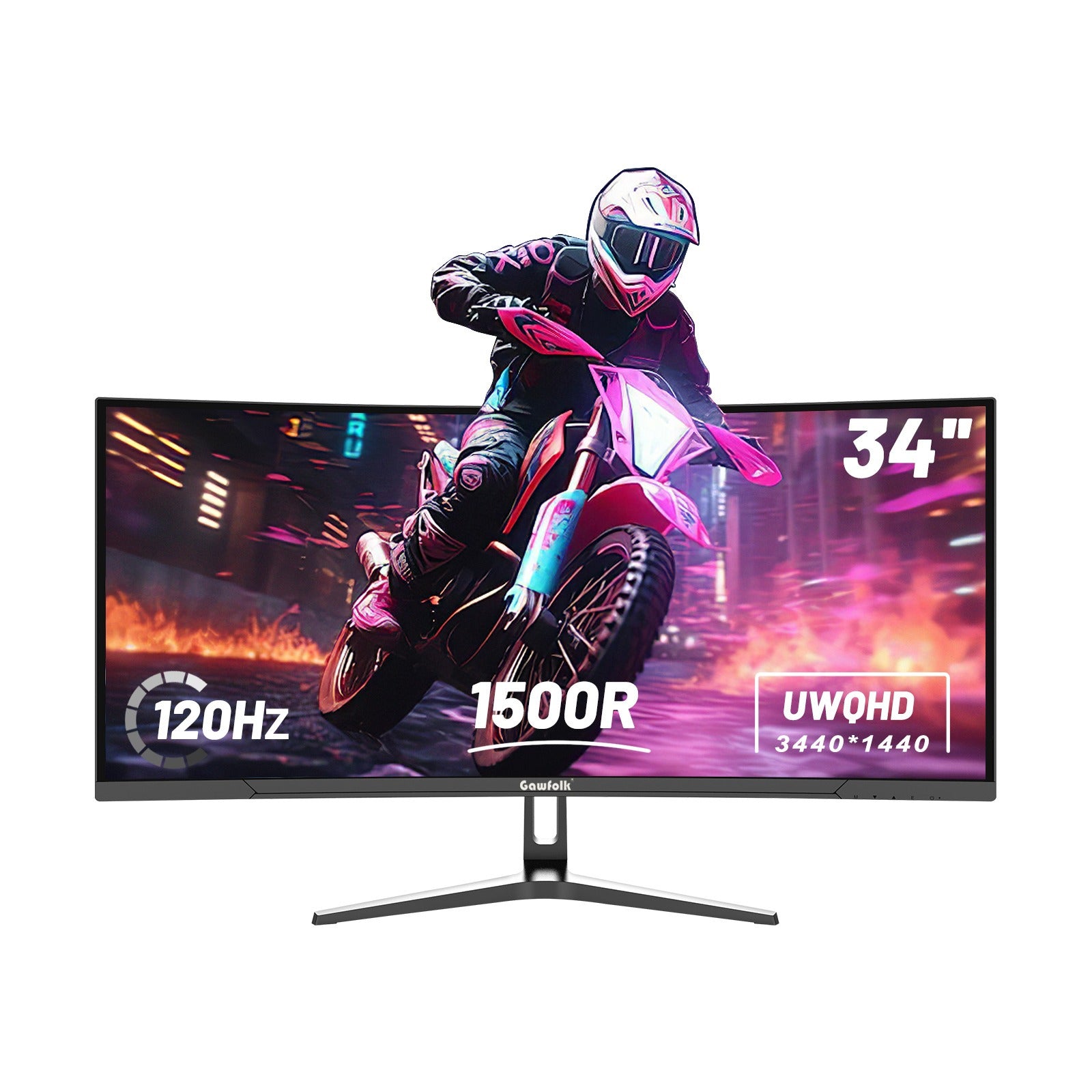 34 Inch Ultrawide Curved 144Hz or 120Hz Gaming Computer Monitor 1500R PC Screen、21:9 UWQHD (3440x1440), Adaptive Sync, 178° Viewing Angle,Display Port、Compatible with Wall mounting - Black