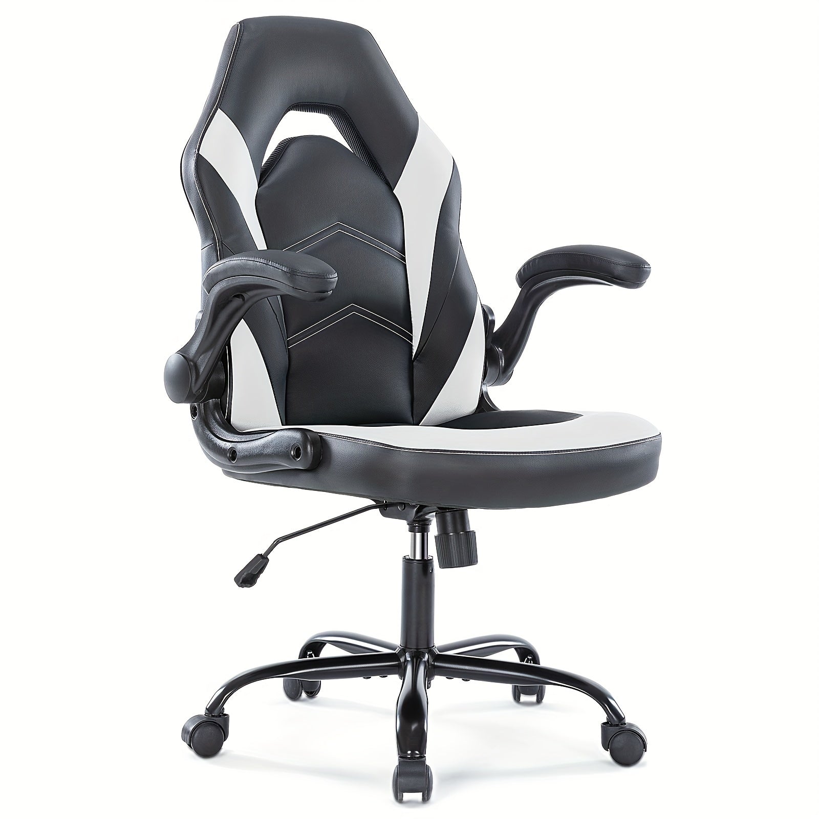 Office Desk Leather Gaming Computer Chair with Adjustable Swivel Task and Flip-up Arms for Adults