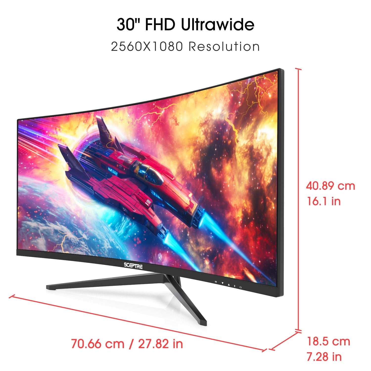 Sceptre New Curved 30-inch Gaming monitor up to 200Hz 1800R 2025