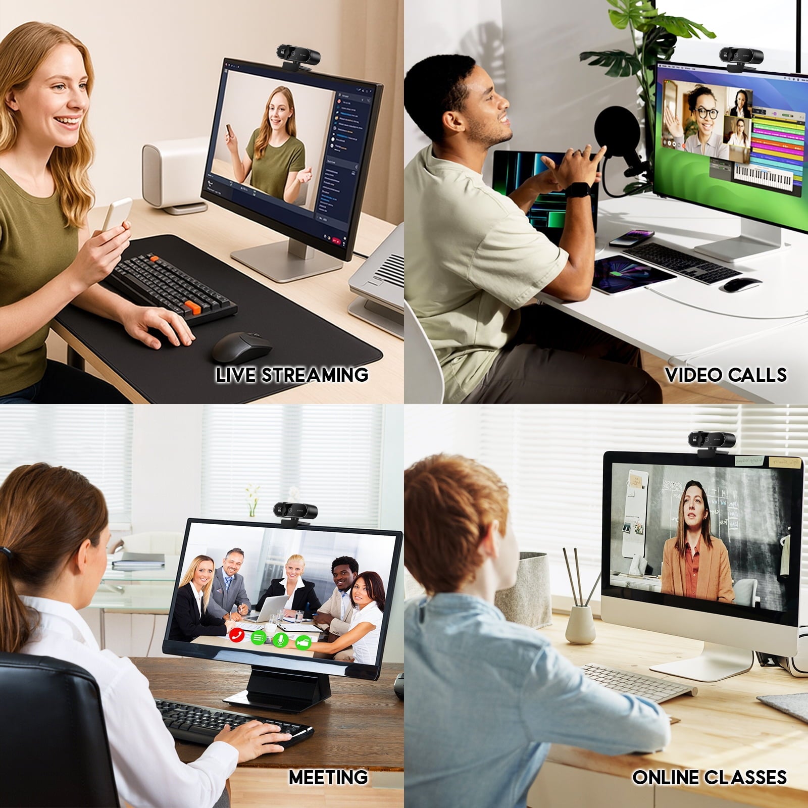 Webcam 4K HD USB Autofocus PC Webcam with Dual Mics for Xbox Laptop Co