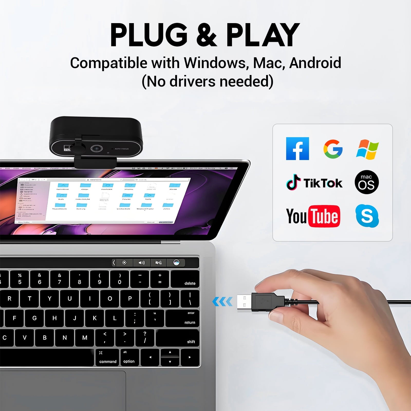 Webcam 4K HD USB Autofocus PC Webcam with Dual Mics for Xbox Laptop Co
