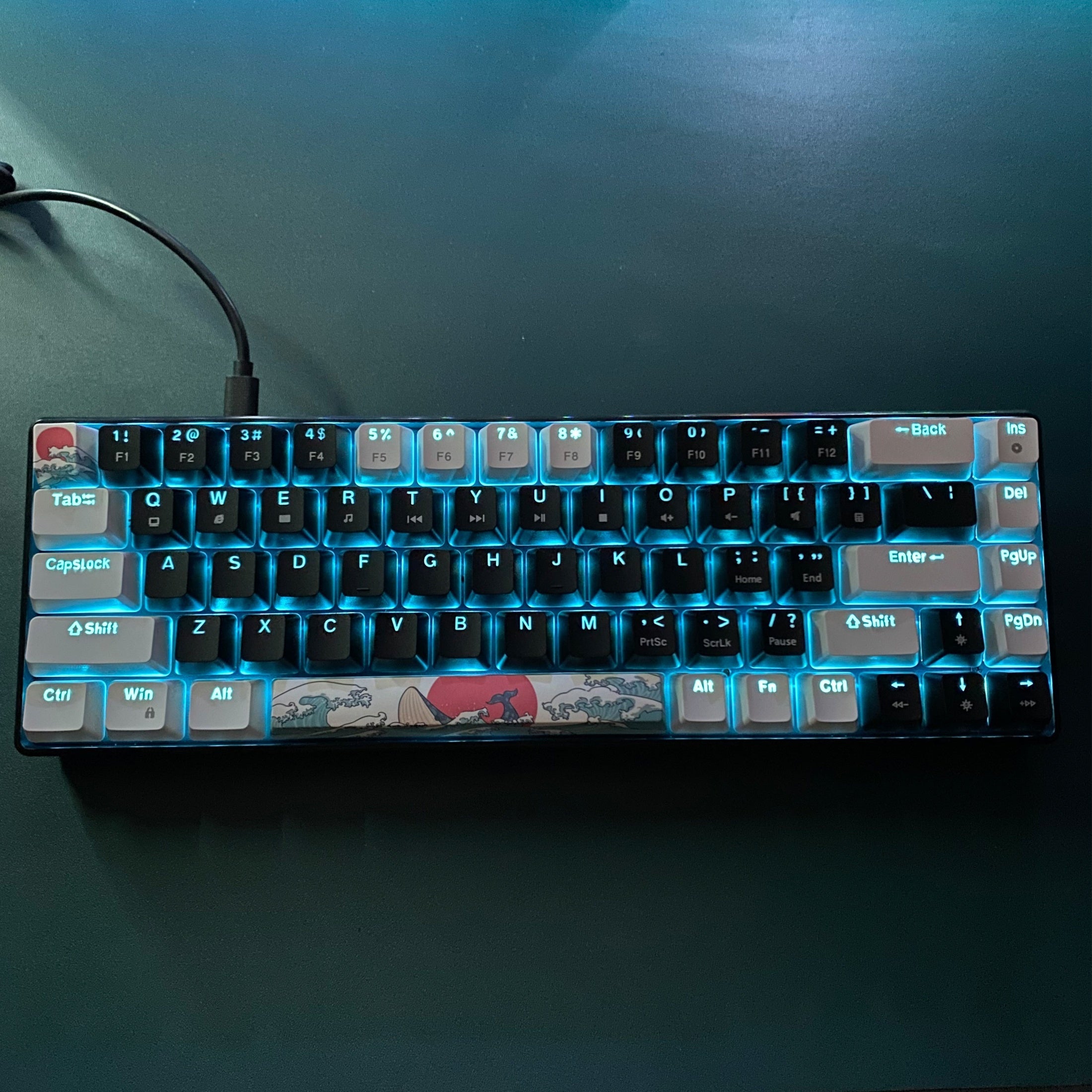 Portable 60% Mechanical Gaming Keyboard, Ice Blue LED Backlit Compact 68 Keys Mini Wired Office Keyboard With Blue Switch For Windows Laptop PC For Mac Gift For Birthday/Easter/President's Day/Boy/Girlfriends